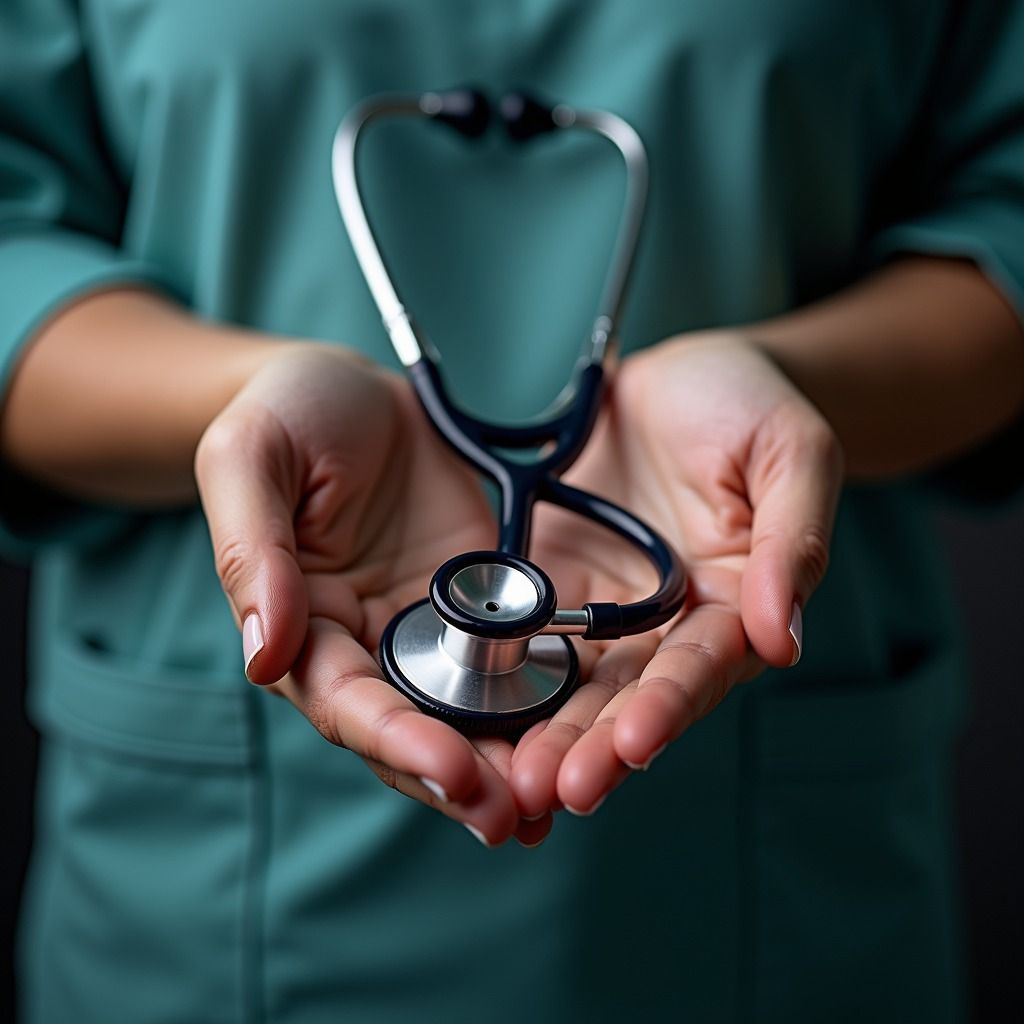 Healthcare professionals using medical technology